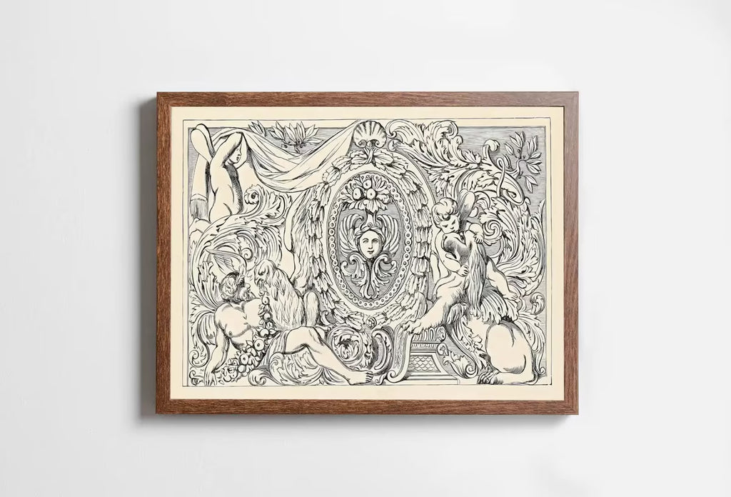 Ancient Mythology Pattern Painting Ornament Art. Vintage 19th Century Famous Illustration. Antique Mythology Art Printable Digital – Printable Wall Art