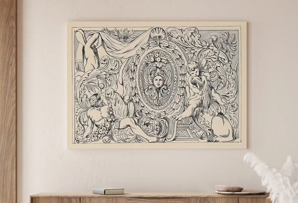 Ancient Mythology Pattern Painting Ornament Art. Vintage 19th Century Famous Illustration. Antique Mythology Art Printable Digital – Printable Wall Art