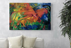 Detail view of artwork from Animals in a Landscape Vintage Painting. Surreal Abstract Geometric Art Print. Instant Download Antique Oil Painting. Famous Printable Art. (variation 1)