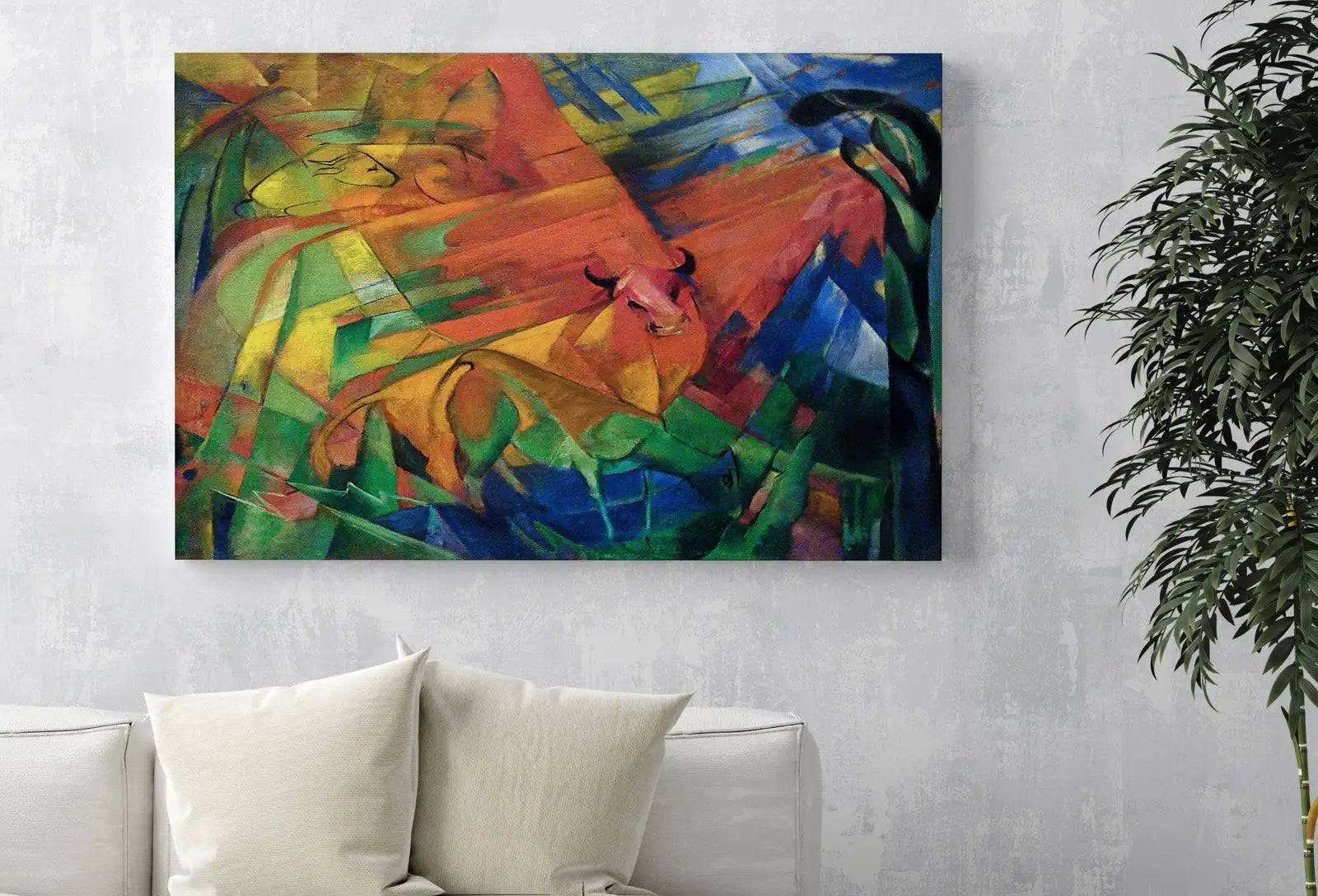 Detail view of artwork from Animals in a Landscape Vintage Painting. Surreal Abstract Geometric Art Print. Instant Download Antique Oil Painting. Famous Printable Art. (variation 1)
