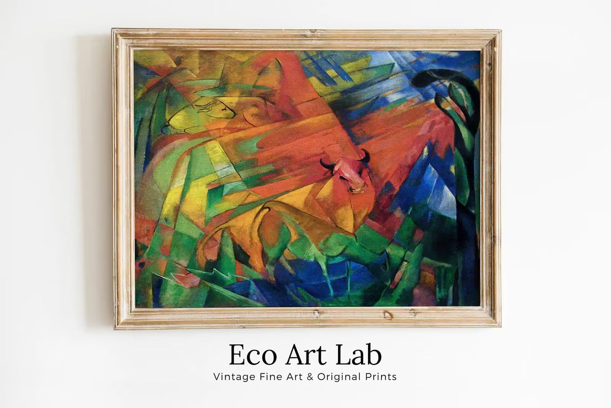 Animals in a Landscape Vintage Painting. Surreal Abstract Geometric Art Print. Instant Download Antique Oil Painting. Famous Printable Art – Printable Wall Art