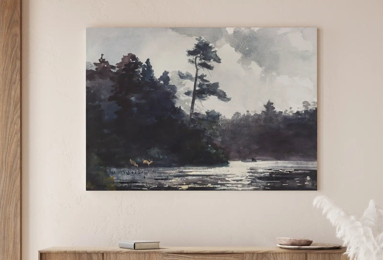 Second included artwork preview from Antique Lake Painting Vintage Print. Rustic Moody Watercolor Landscape Painting. Lake House Decor. Printable Art. Downloadable featuring various scenes.