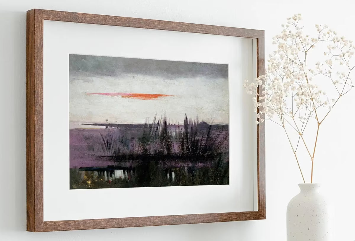 Antique Moody Abstract Lake Landscape Oil Painting. Instant Download Rustic Printable Wall Art. Abstract Vintage Lake Painting Digital Print – Printable Wall Art