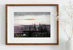 Detail view of artwork from Antique Moody Abstract Lake Landscape Oil Painting. Instant Download Rustic Printable Wall Art. Abstract Vintage Lake Painting Digital Print. (variation 1)