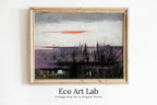 Framed view of Antique Moody Abstract Lake Landscape Oil Painting. Instant Download Rustic Printable Wall Art. Abstract Vintage Lake Painting Digital Print – printable wall art digital download.