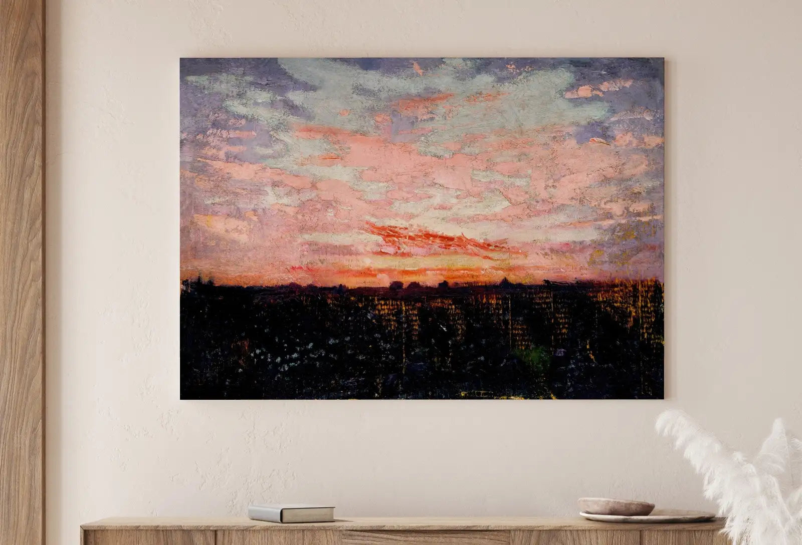 Detail view of artwork from Antique Moody Abstract Sunset Rustic Oil Painting. Instant Download Printable Wall Art. Abstract Vintage Sunset Painting Digital Print. (variation 1)