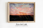 Framed view of Antique Moody Abstract Sunset Rustic Oil Painting. Instant Download Printable Wall Art. Abstract Vintage Sunset Painting Digital Print – printable wall art digital download.