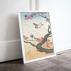 Detail view of artwork from Antique Vintage Japanese Art. Old Famous Birds and Tree Japanese Painting. Vintage Printable Bird Wall Art. Downloadable Japanese Poster. (variation 2)