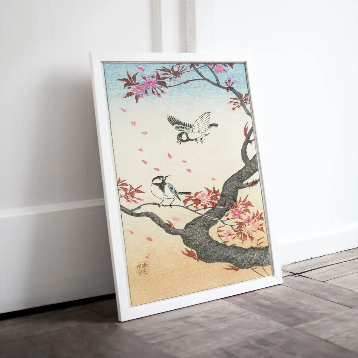 Detail view of artwork from Antique Vintage Japanese Art. Old Famous Birds and Tree Japanese Painting. Vintage Printable Bird Wall Art. Downloadable Japanese Poster. (variation 2)