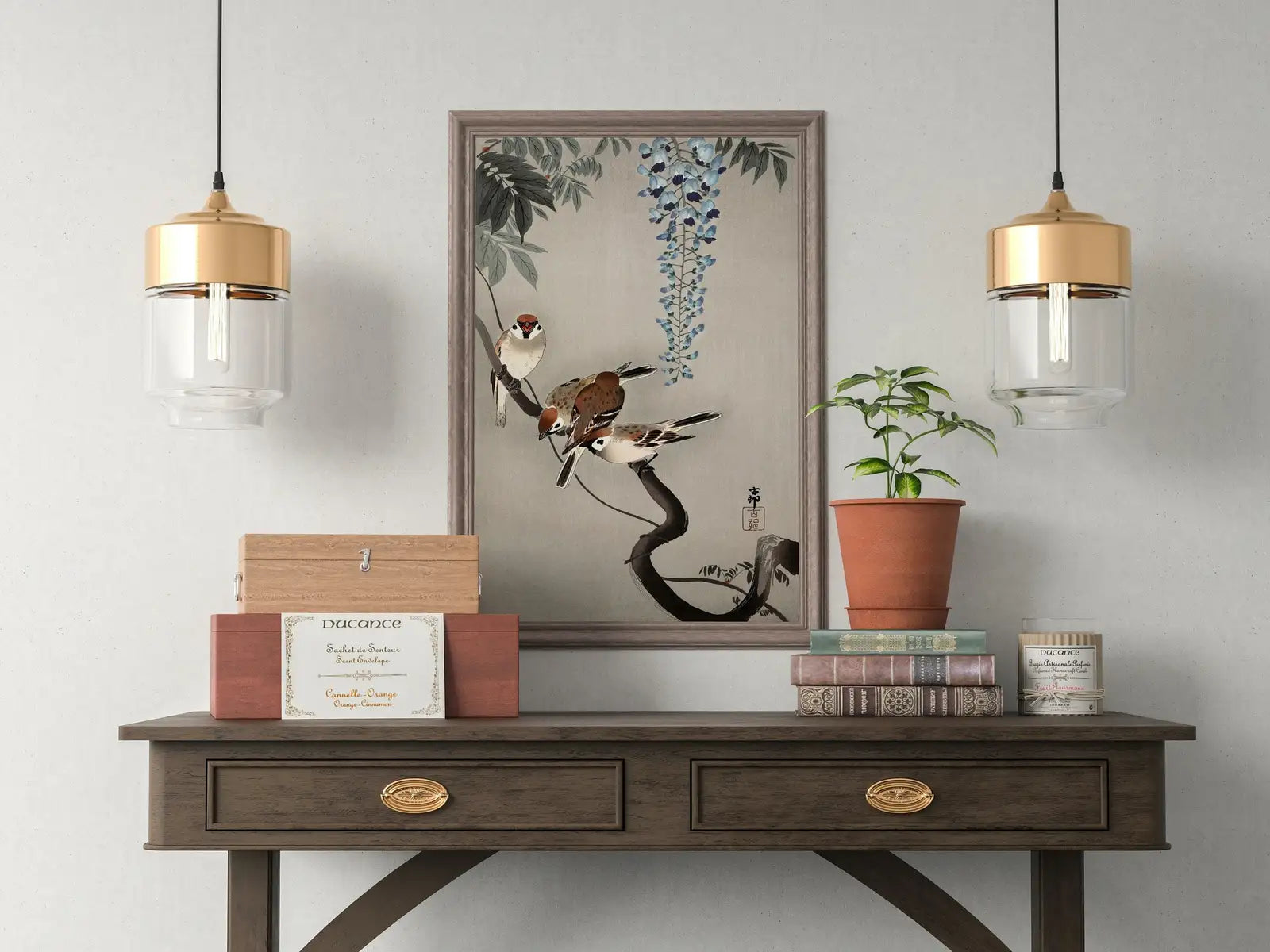 Included artwork preview showing first selection of artworks from Antique Vintage Japanese Art. Old Famous Ring Sparrow Japanese Painting. Vintage Bird Art Print. Downloadable Japanese Poster. Printable Art.
