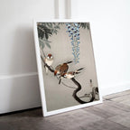 Detail view of artwork from Antique Vintage Japanese Art. Old Famous Ring Sparrow Japanese Painting. Vintage Bird Art Print. Downloadable Japanese Poster. Printable Art. (variation 1)