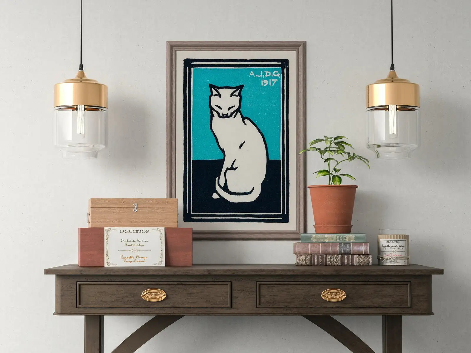 Second included artwork preview from Art Nouveau Cat Art Poster - Julie de Graag Printable, Vintage Wall Art, Dark Academia Decor featuring various scenes.