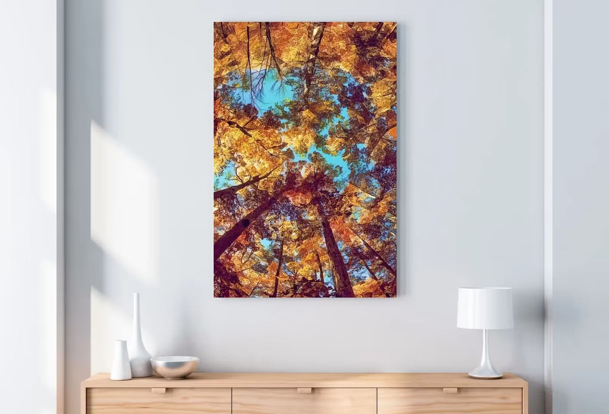 Autumn Forest Canopy Fall Trees Landscape Painting. Abstract Printable Wall Art, Home Office Decor Nature Print Digital Art Instant Download – Printable Wall Art