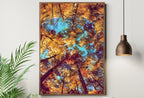 Detail view of artwork from Autumn Forest Canopy Fall Trees Landscape Painting. Abstract Printable Wall Art, Home Office Decor Nature Print Digital Art Instant Download. (variation 1)