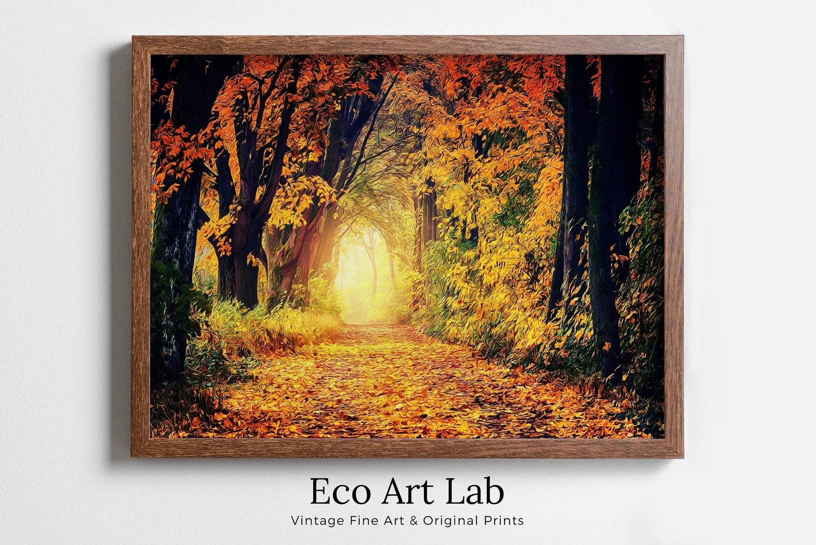 Framed view of Autumn Forest View Landscape Digital Painting. Printable Fall Wall Art. Home or Office Decor, Nature Print Digital Art Instant Download – printable wall art digital download.