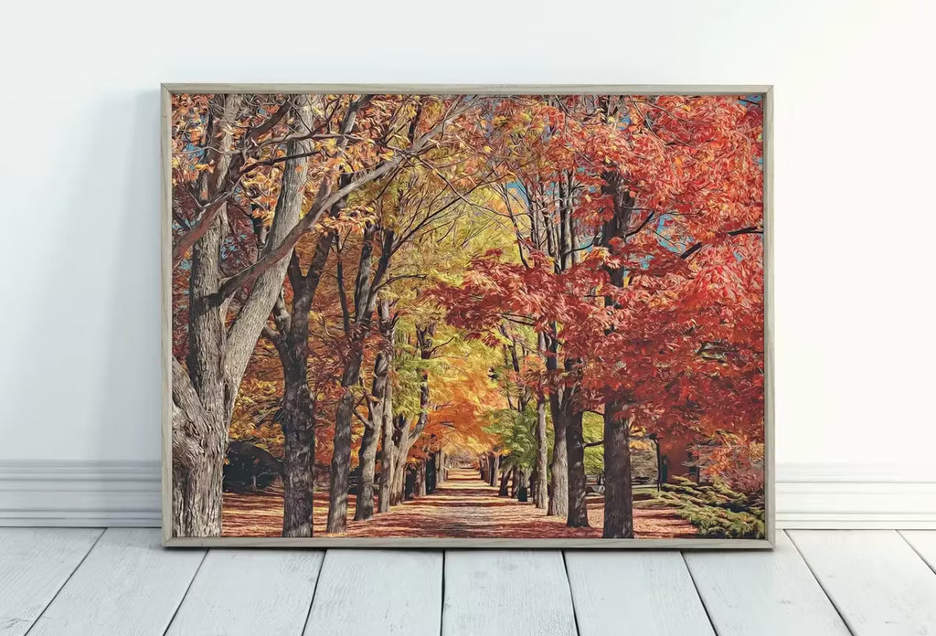 Autumn Landscape Forest Trail Digital Painting. Printable Fall Wall Art, for Home or Office Decor. Nature Print Digital Art Instant Download – Printable Wall Art