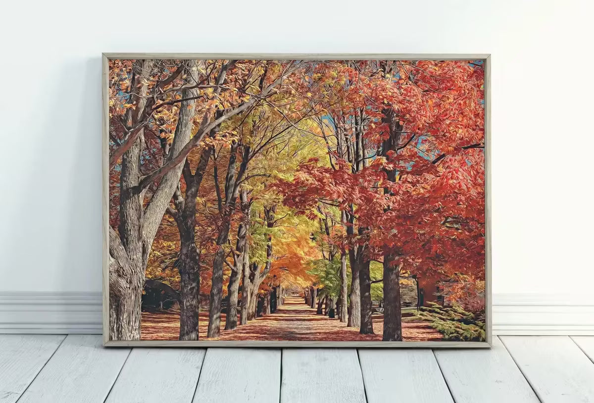 Autumn Landscape Forest Trail Digital Painting. Printable Fall Wall Art, for Home or Office Decor. Nature Print Digital Art Instant Download – Printable Wall Art