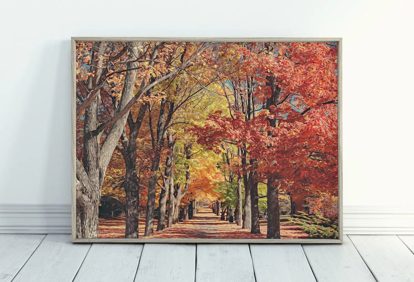 Included artwork preview showing first selection of artworks from Autumn Landscape Forest Trail Digital Painting. Printable Fall Wall Art, for Home or Office Decor. Nature Print Digital Art Instant Download.
