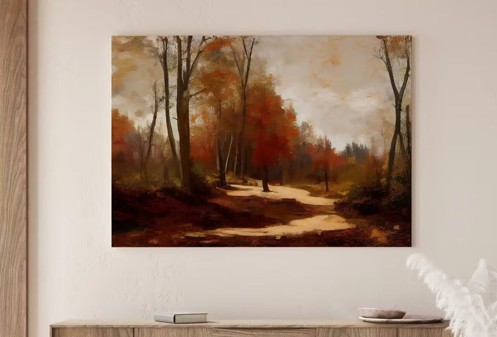 Autumn Landscape Forest Trail Rustic Painting. Printable Fall Wall Art, for Home or Office Decor. Nature Print Digital Art Instant Download – Printable Wall Art