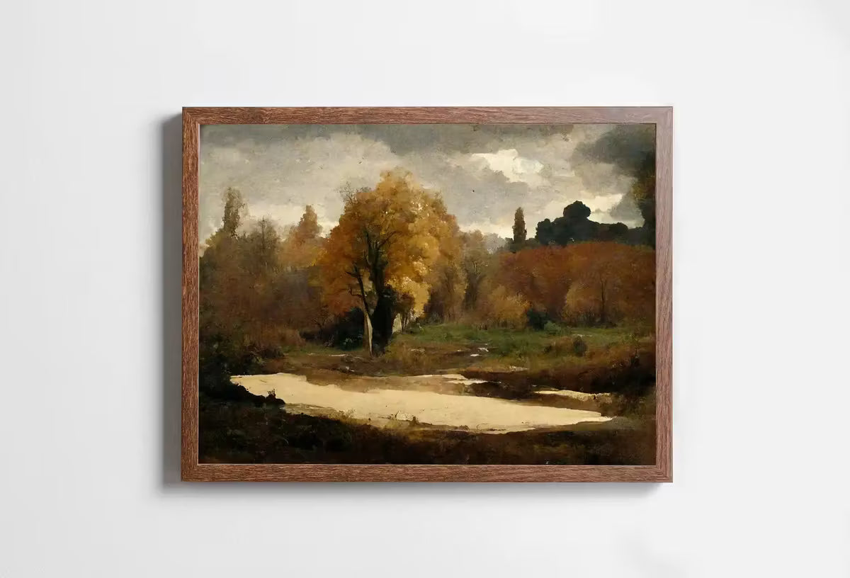 Autumn Landscape Printable Painting. Rustic Fall Art Muted Colors . Country Decor Nature Landscape. Moody Vintage Art Print – Printable Wall Art