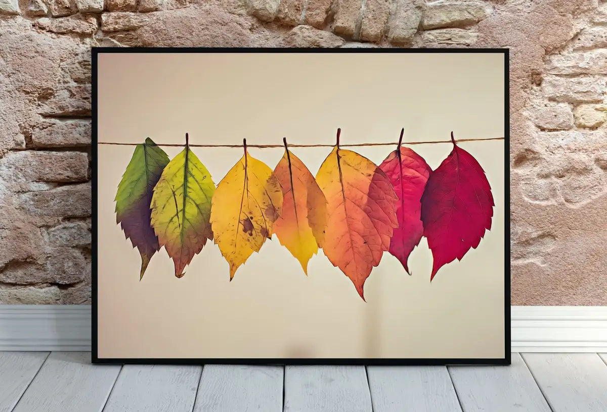 Detail view of artwork from Autumn Leaves Print Fall Wall Art, Nature Painting Printable Wall Art, Home Office Decor Nature Print Digital Art Instant Download. (variation 2)
