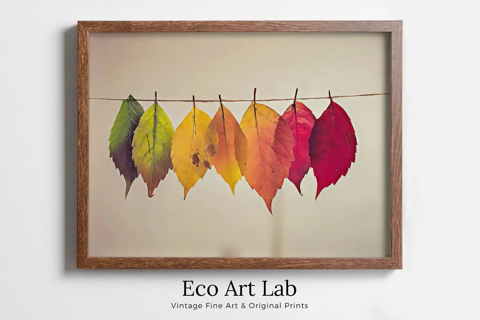 Framed view of Autumn Leaves Print Fall Wall Art, Nature Painting Printable Wall Art, Home Office Decor Nature Print Digital Art Instant Download – printable wall art digital download.