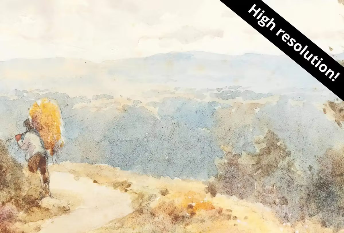 Autumn Meadow Painting Vintage Landscape Print. Country Field Soft Colors Watercolor Painting Autumn Landscape. Farmhouse Country Art Print – Printable Wall Art