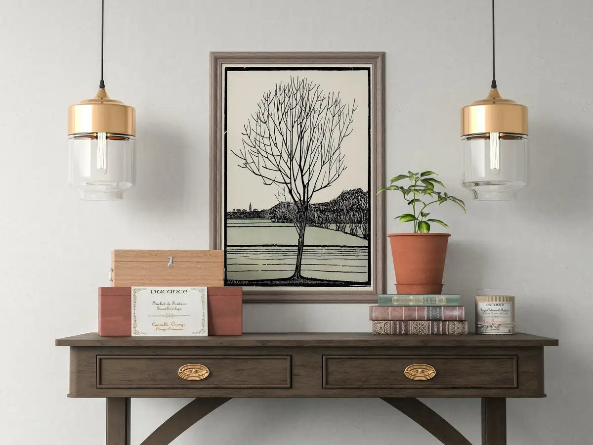 Detail view of artwork from Bald Tree Vintage Art Nouveau Print Wall Art. Instant Download Print, Julie De Graag Printable Art. Art Nouveau Poster, Vintage Art Prints. (variation 2)