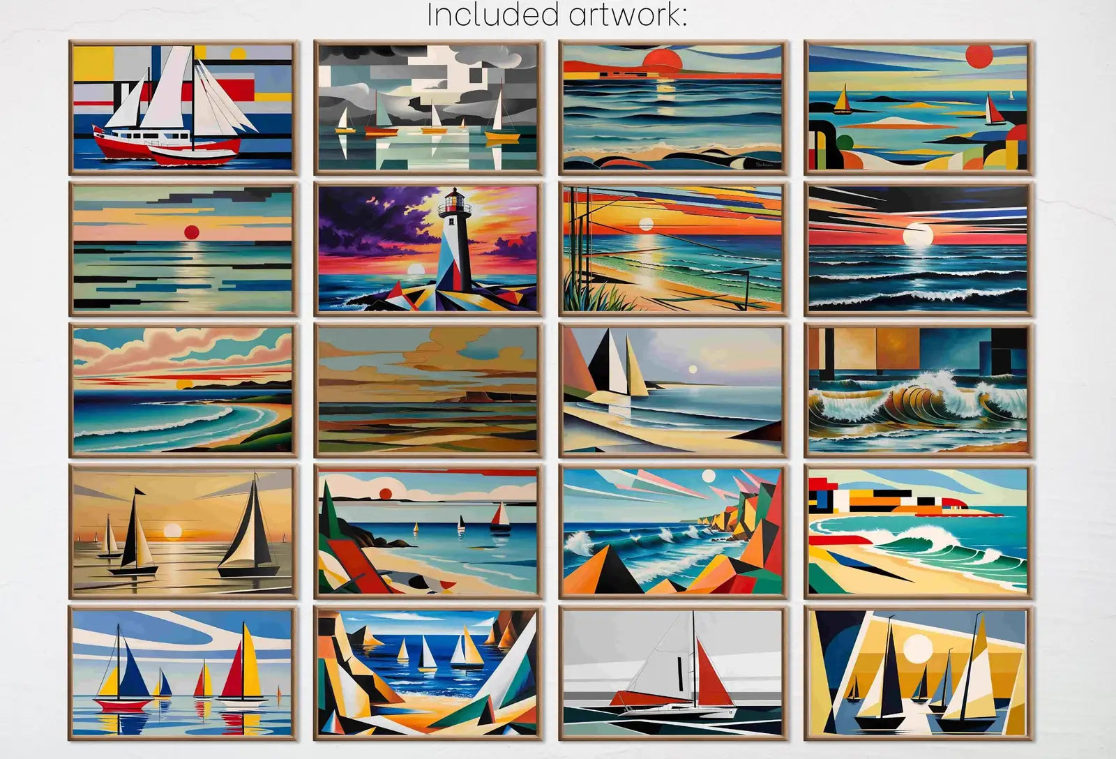 Bauhaus Art for Samsung Frame TV – Mid Century Coastal Wall Decor – Beachy Bauhaus Wall Art Digital Download – 4K 8K TV Art Set – Frame TV Art Set (Digital Download) – Digital Download