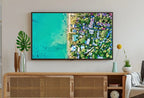 Vue aérienne de la plage. Art pour le Samsung Frame TV. Téléchargement numérique pour la télévision. Décoration murale côtière. Art de plage pour le Samsung Frame.