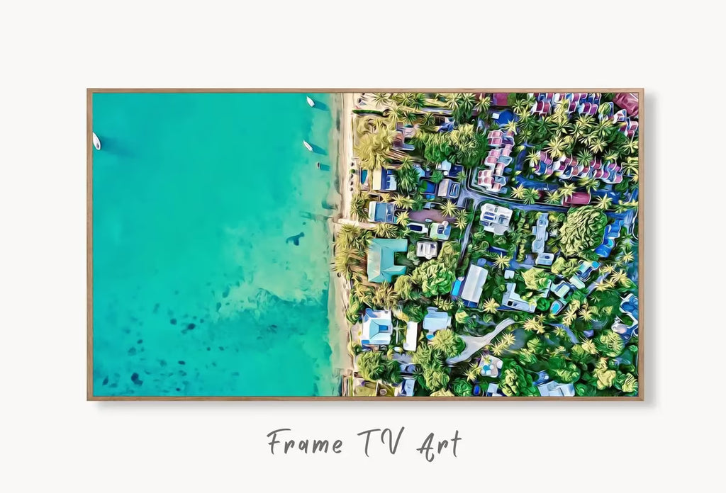Beach Aerial View, art for Frame TV.  Art for TV. Coastal Wall Art. Beach Artwork for Samsung Frame – Frame TV  Art