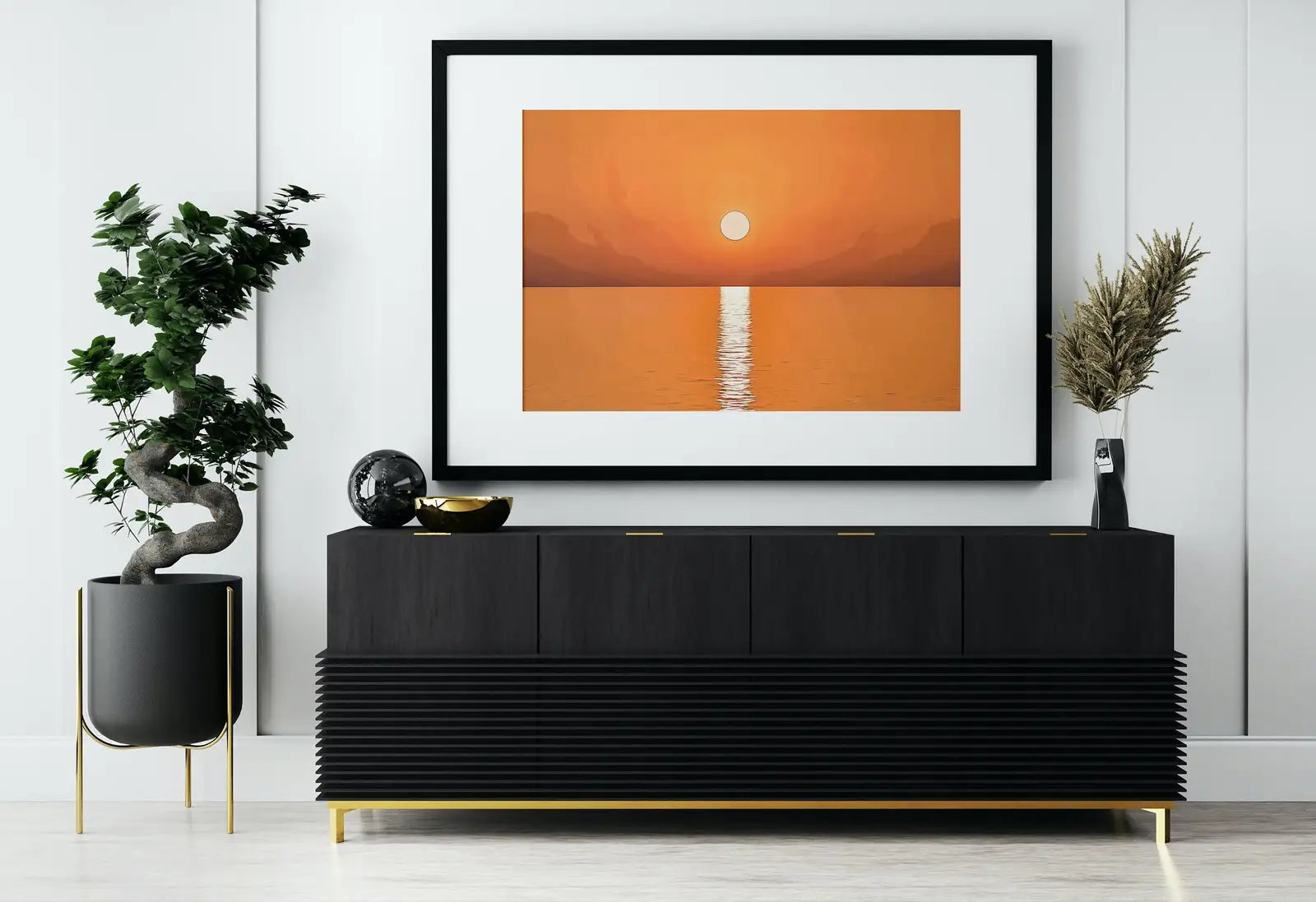 Detail view of artwork from Beach Sunset Wall Art Print. Instant Download Boho Abstract Sunset Poster. Digital Sunset Painting Abstract Wall Art. Coastal Landscape Art. (variation 2)