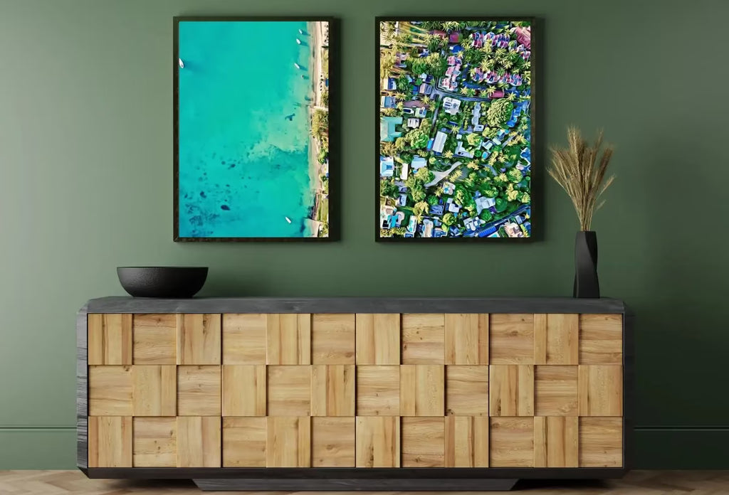 Beach Top Aerial View Set of 2 Prints, Printable Wall Art, Beach Decor Emerald Green Art Prints, Coastal Wall Art Set, Beach House Decor – Printable Wall Art Set