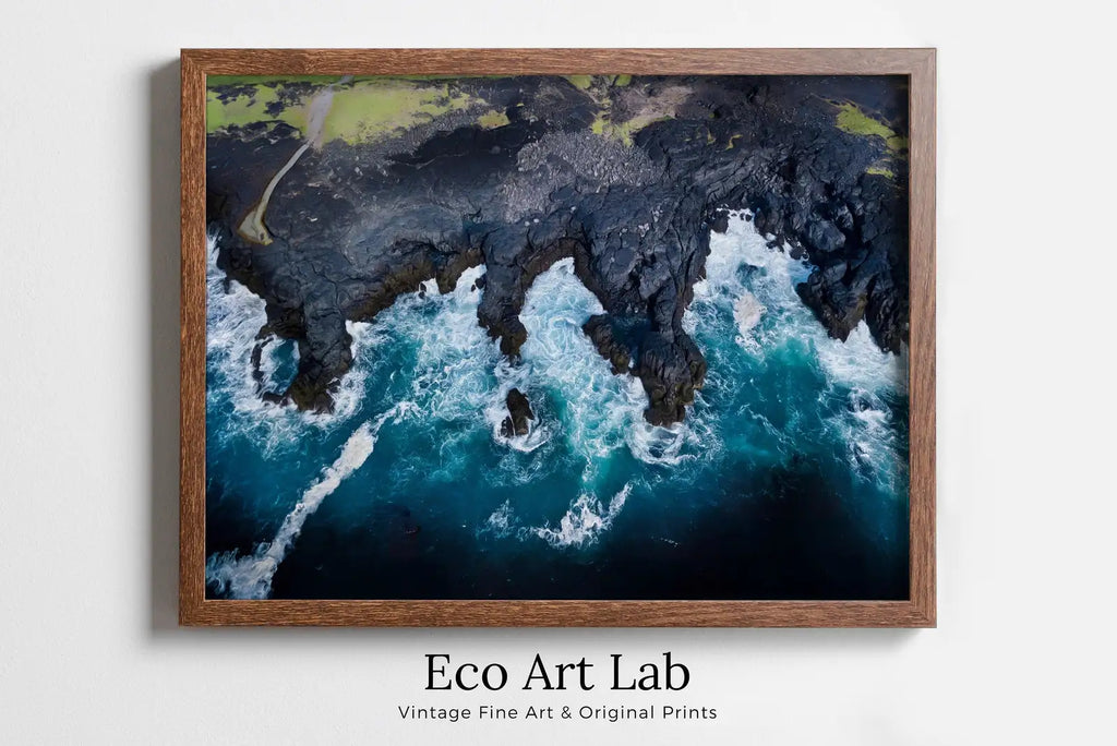Framed view of Beach Top View Digital Home Decor. Printable Wall Art. Beach Decor Aqua Blue Waves Art Print. Coastal Wall Art. Nautical Wall Decor – printable wall art digital download.