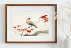 Bird on Maple Tree Vintage Japanese Painting. Japanese Wall Art Printable Poster. 20th Century Japanese Vintage Spring Wall Art, Bird Art – Printable Wall Art