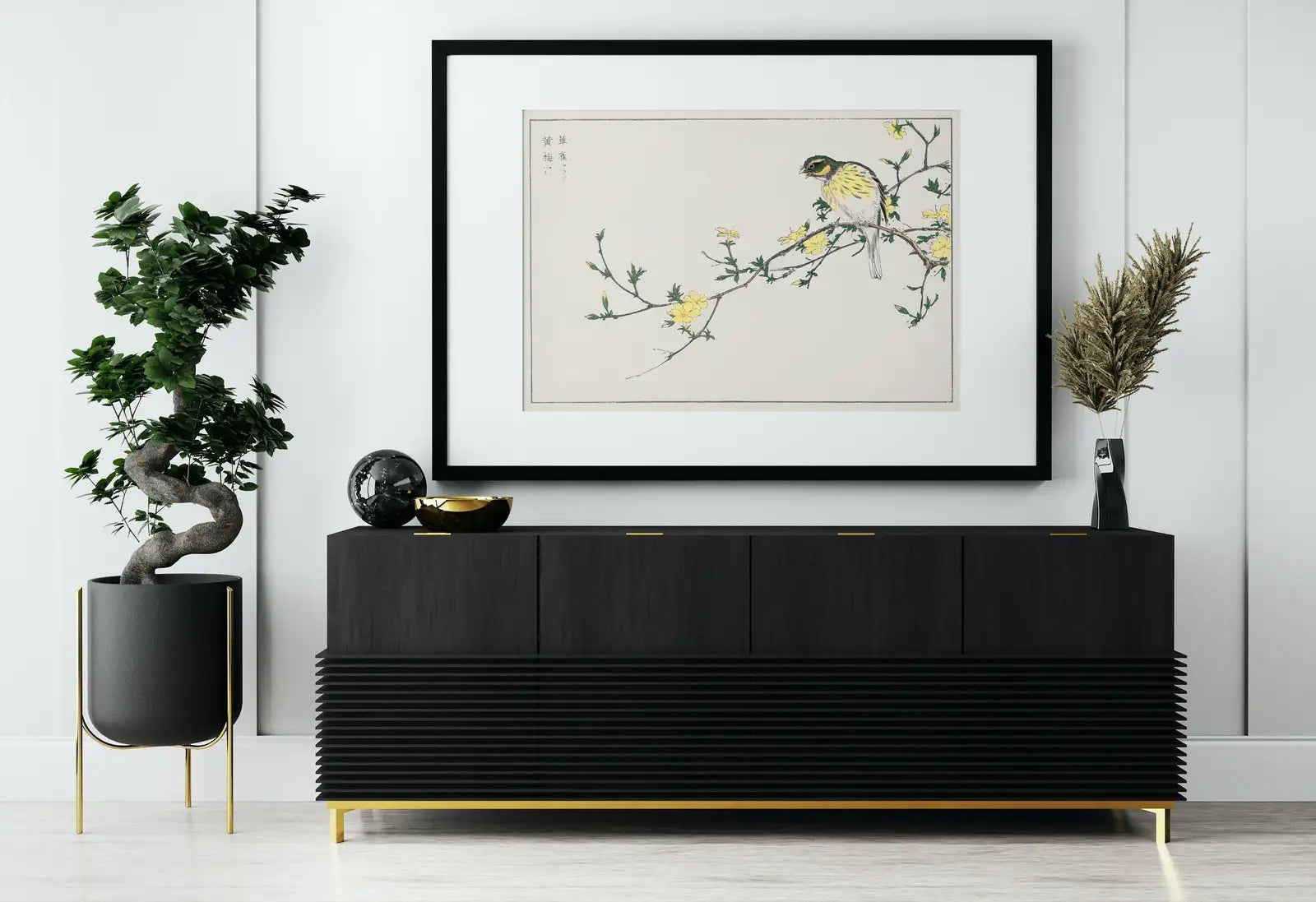 Included artwork preview showing first selection of artworks from Bird on Plum Tree Vintage Japanese Painting. Japanese Wall Art Printable Poster. 19th Century Japanese Vintage Wall Art, Bird Asian Art.