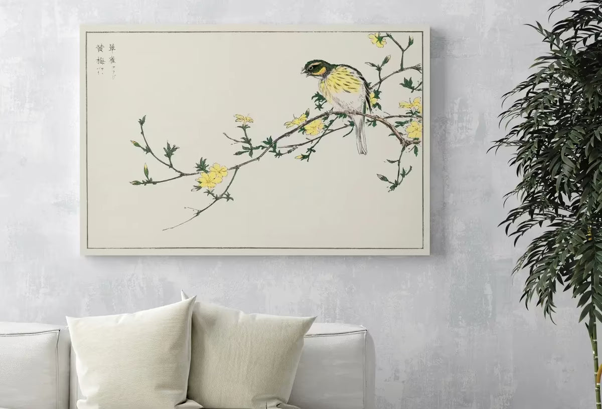 Bird on Plum Tree Vintage Japanese Painting. Japanese Wall Art Printable Poster. 19th Century Japanese Vintage Wall Art, Bird Asian Art – Printable Wall Art