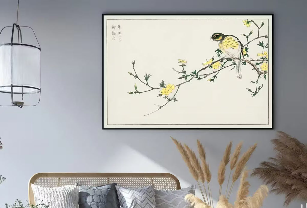 Bird on Plum Tree Vintage Japanese Painting. Japanese Wall Art Printable Poster. 19th Century Japanese Vintage Wall Art, Bird Asian Art – Printable Wall Art