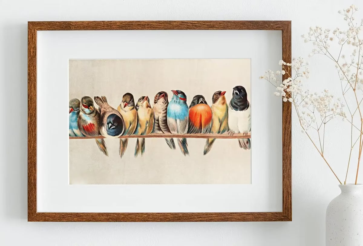 Birds Perched on Branch Vintage Painting. Instant Download Printable Wall Art. Bird Painting. Birds Decor Wall Art Prints. Birds Poster #1 – Printable Wall Art