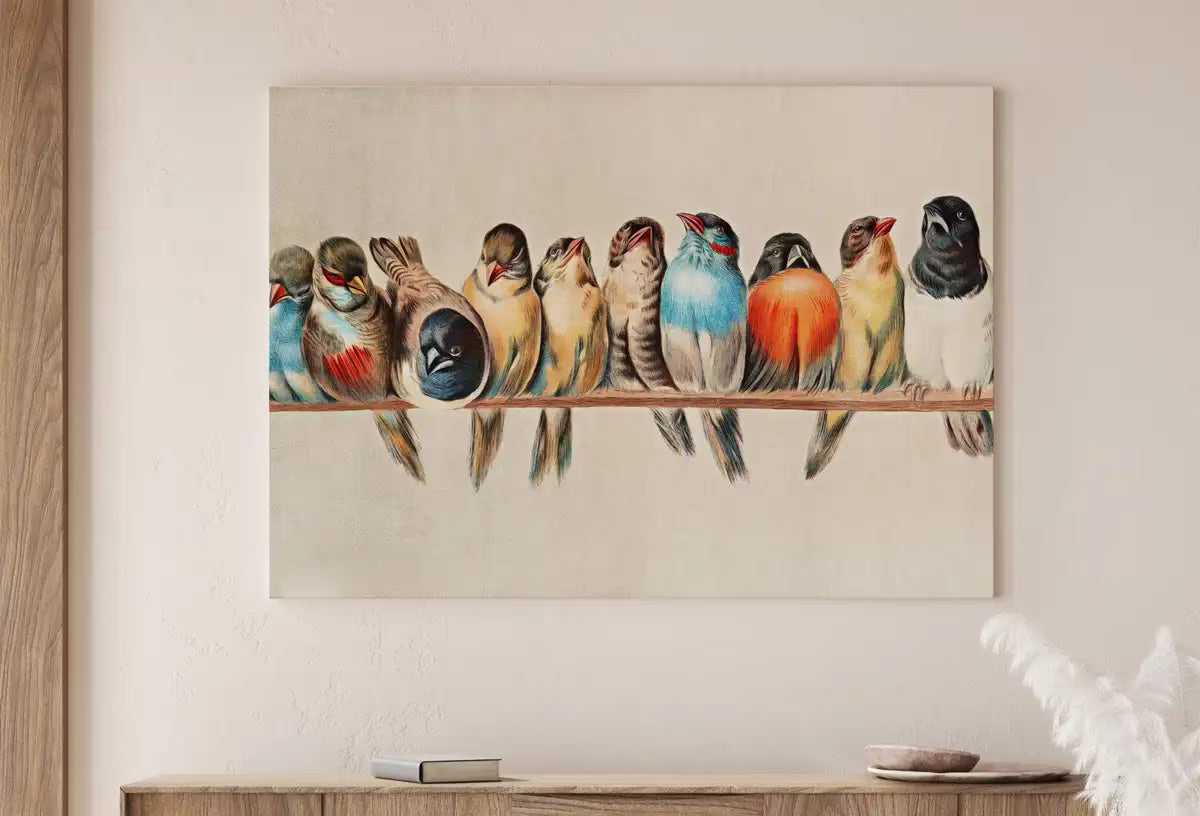 Birds Perched on Branch Vintage Painting. Instant Download Printable Wall Art. Bird Painting. Birds Decor Wall Art Prints. Birds Poster #1 – Printable Wall Art