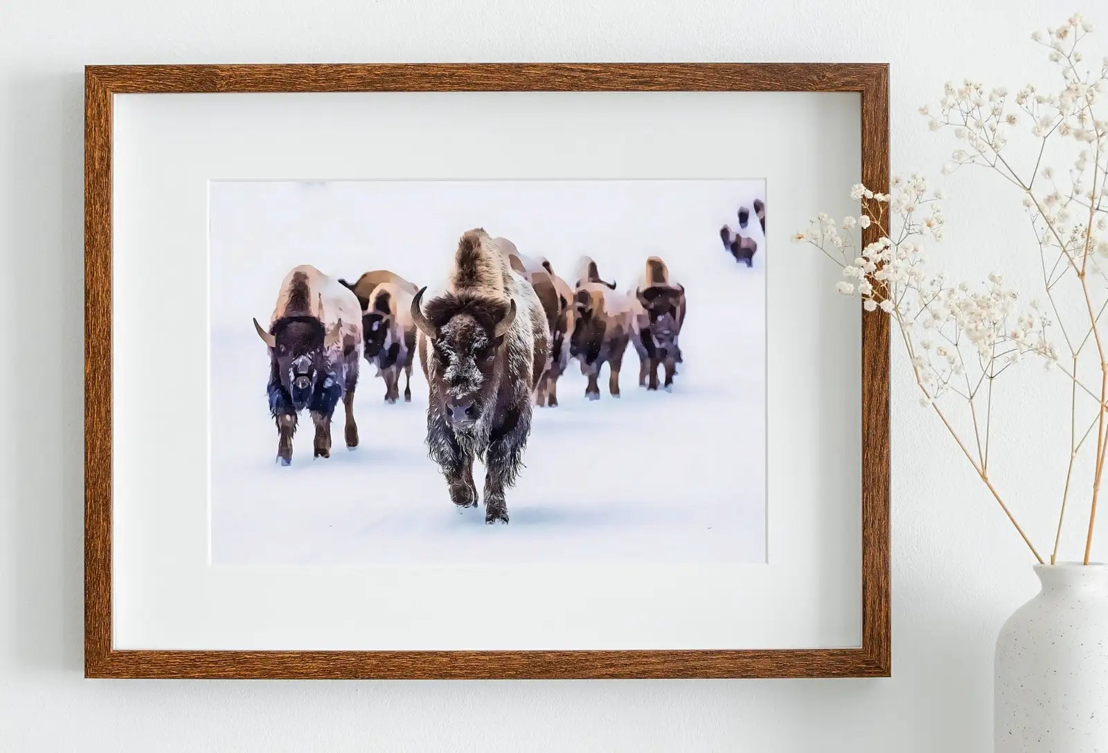 Detail view of artwork from Bison Buffalo Digital Art. Nature Prints. Animal Art Print. Printable Bison Poster Wall Art Photography. (variation 1)