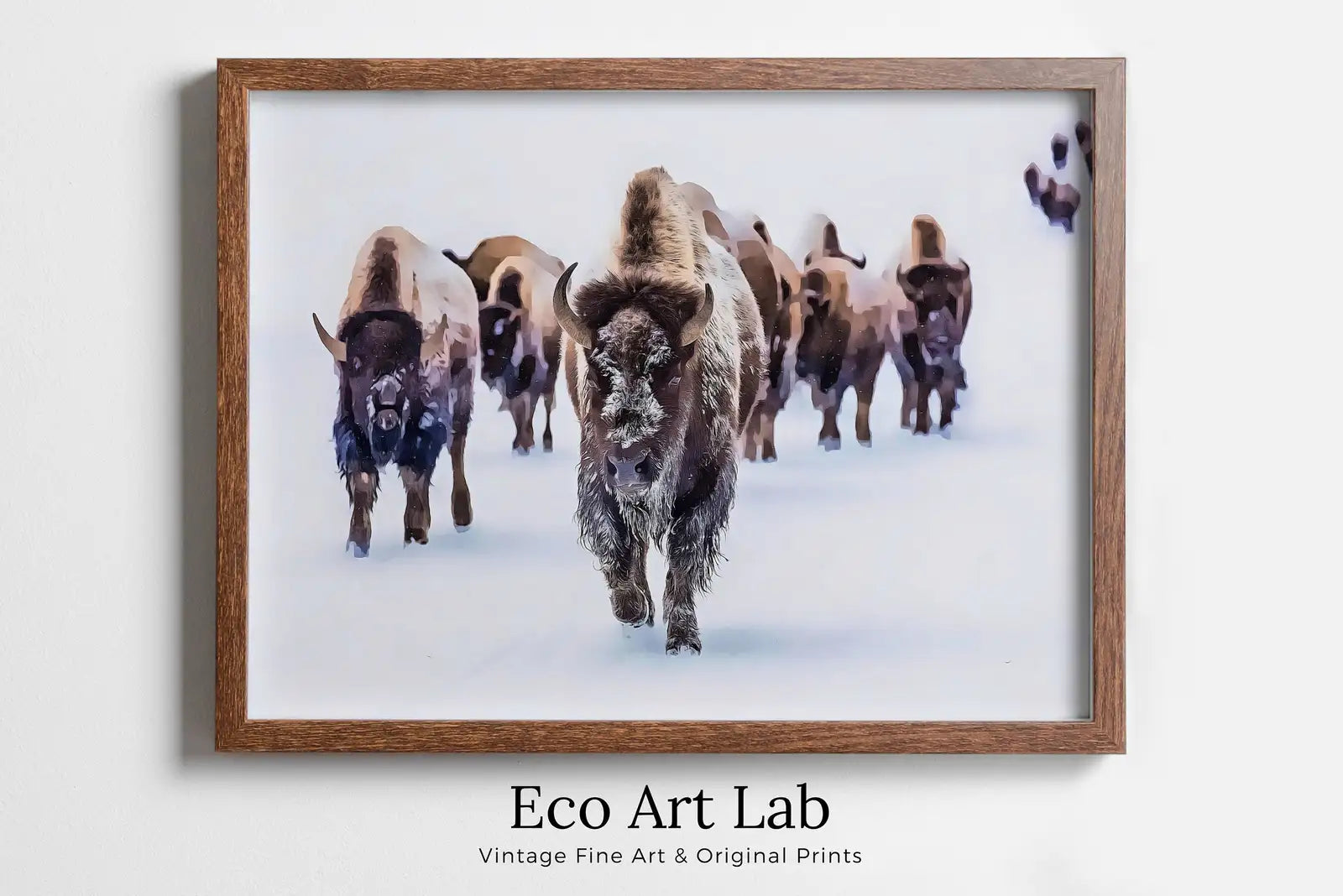 Framed view of Bison Buffalo Digital Art. Nature Prints. Animal Art Print. Printable Bison Poster Wall Art Photography – printable wall art digital download.