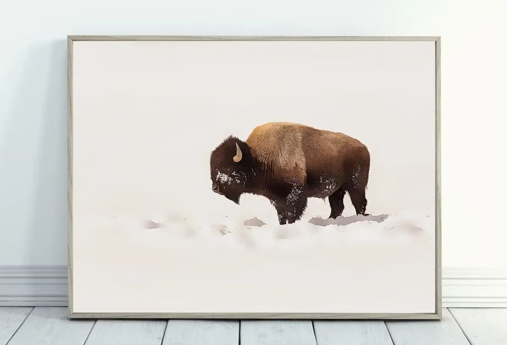 Bison In Snow Wall Art Digital Painting, Buffalo Print, Winter Art Animal Poster, Printable Wall Art Bison Buffalo Wall Art Instant Download – Printable Wall Art