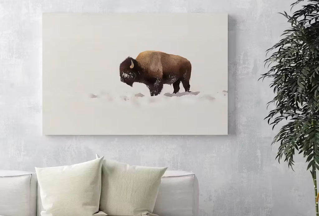 Bison In Snow Wall Art Digital Painting, Buffalo Print, Winter Art Animal Poster, Printable Wall Art Bison Buffalo Wall Art Instant Download – Printable Wall Art
