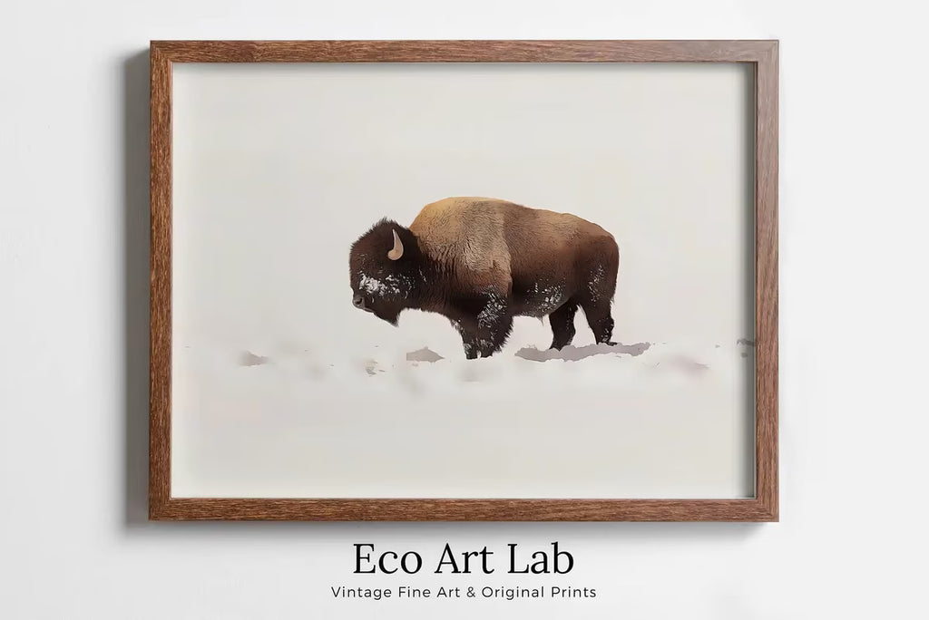 Bison In Snow Wall Art Digital Painting, Buffalo Print, Winter Art Animal Poster, Printable Wall Art Bison Buffalo Wall Art Instant Download – Printable Wall Art