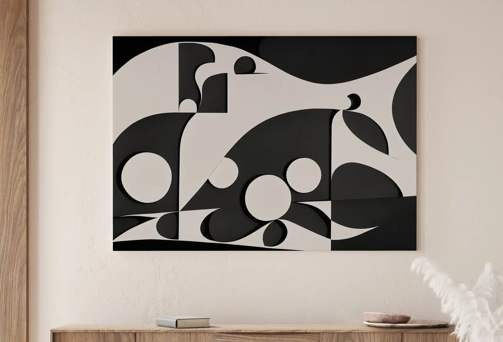 Detail view of artwork from Black and White Modern Aesthetic Print. Abstract Printable Wall Art. Minimalist Contemporary Art Poster. Instant Download. Geometric Art.. (variation 1)