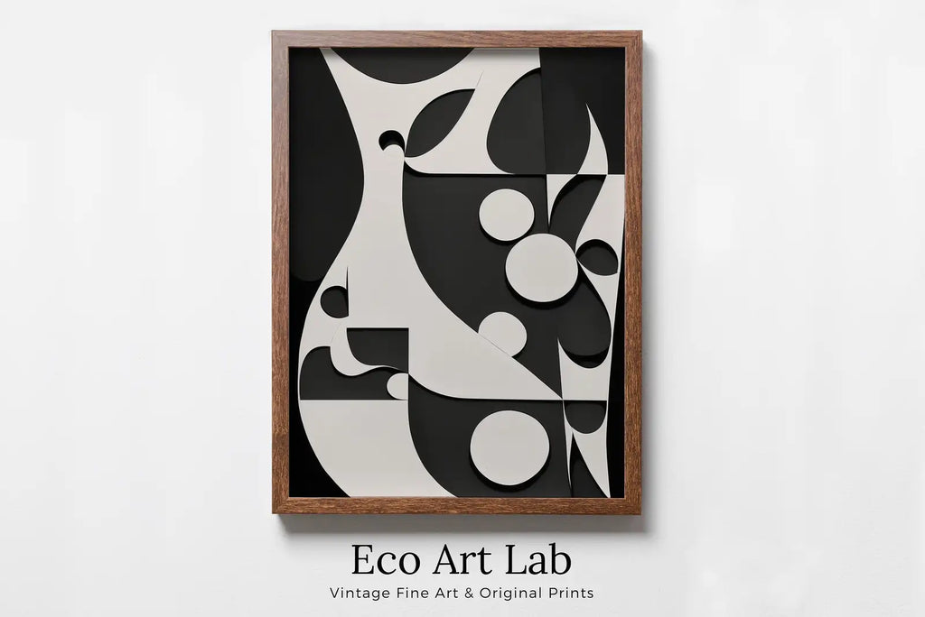 Framed view of Black and White Modern Aesthetic Print. Abstract Printable Wall Art. Minimalist Contemporary Art Poster. Instant Download. Geometric Art. – printable wall art digital download.