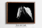Framed view of Black and White Wall Art Horse Photography Print. Digital Download, Printable Horse Art, Black and White Horse Photo, Large Wall Art Print – printable wall art digital download.