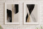 Black & Beige Minimalist Art Prints Set of 2. Abstract Poster Set. Neutral Gallery Wall. Black and White Wall Art. Contemporary Modern Art – Printable Wall Art Set (Digital Download) – Digital Download