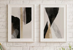 Black & Beige Minimalist Art Prints Set of 2. Abstract Poster Set. Neutral Gallery Wall. Black and White Wall Art. Contemporary Modern Art – Printable Wall Art Set